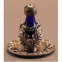 Silver Angel Blue Glass Tear Bottle With Tray #3033-6041 876857003033  152937565986